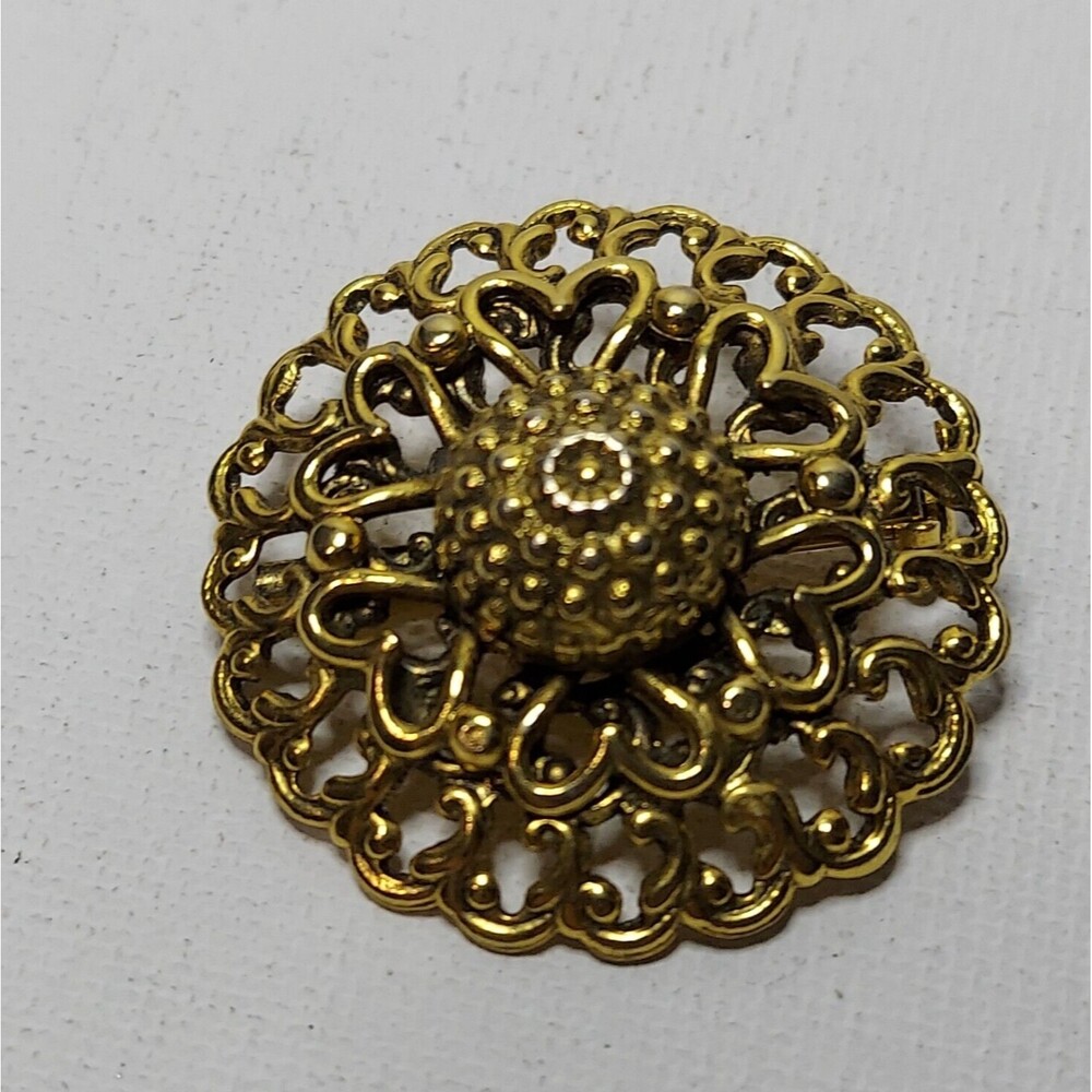 Vintage Freirich Round Open Work Pin 1 1/2"